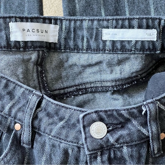 PacSun Women's Black Pinstripe Straight Leg Jeans - Picture 6 of 11